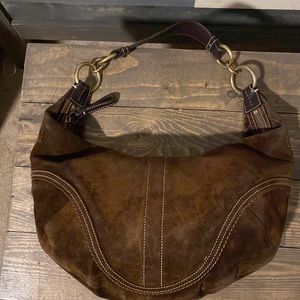 Coach Suede Chocolate Brown Hobo Bag